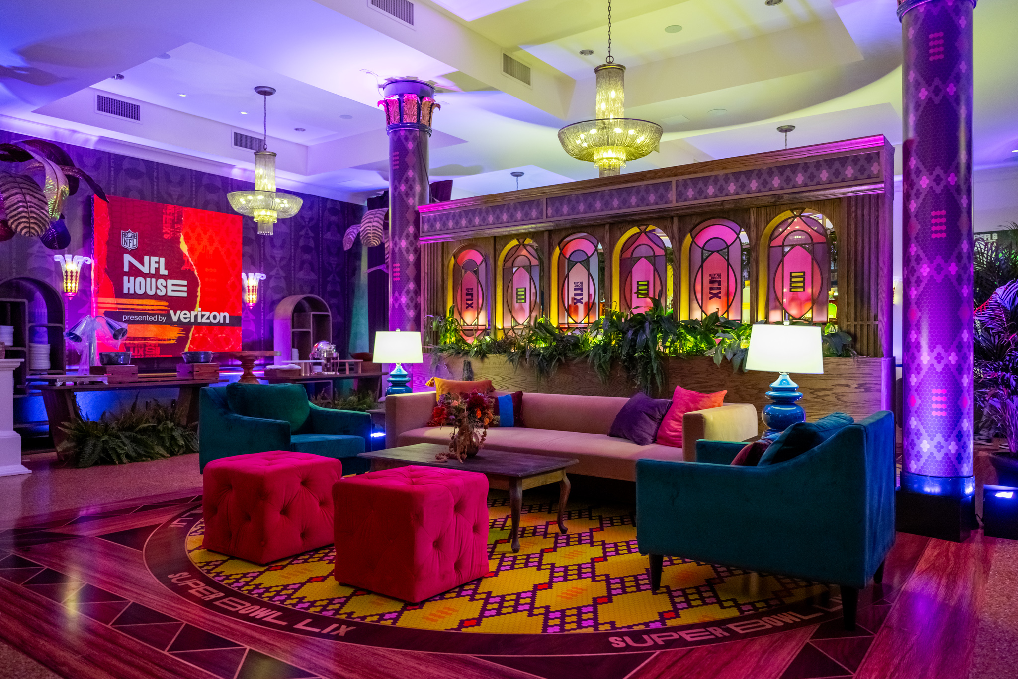 NFL House lounge view.